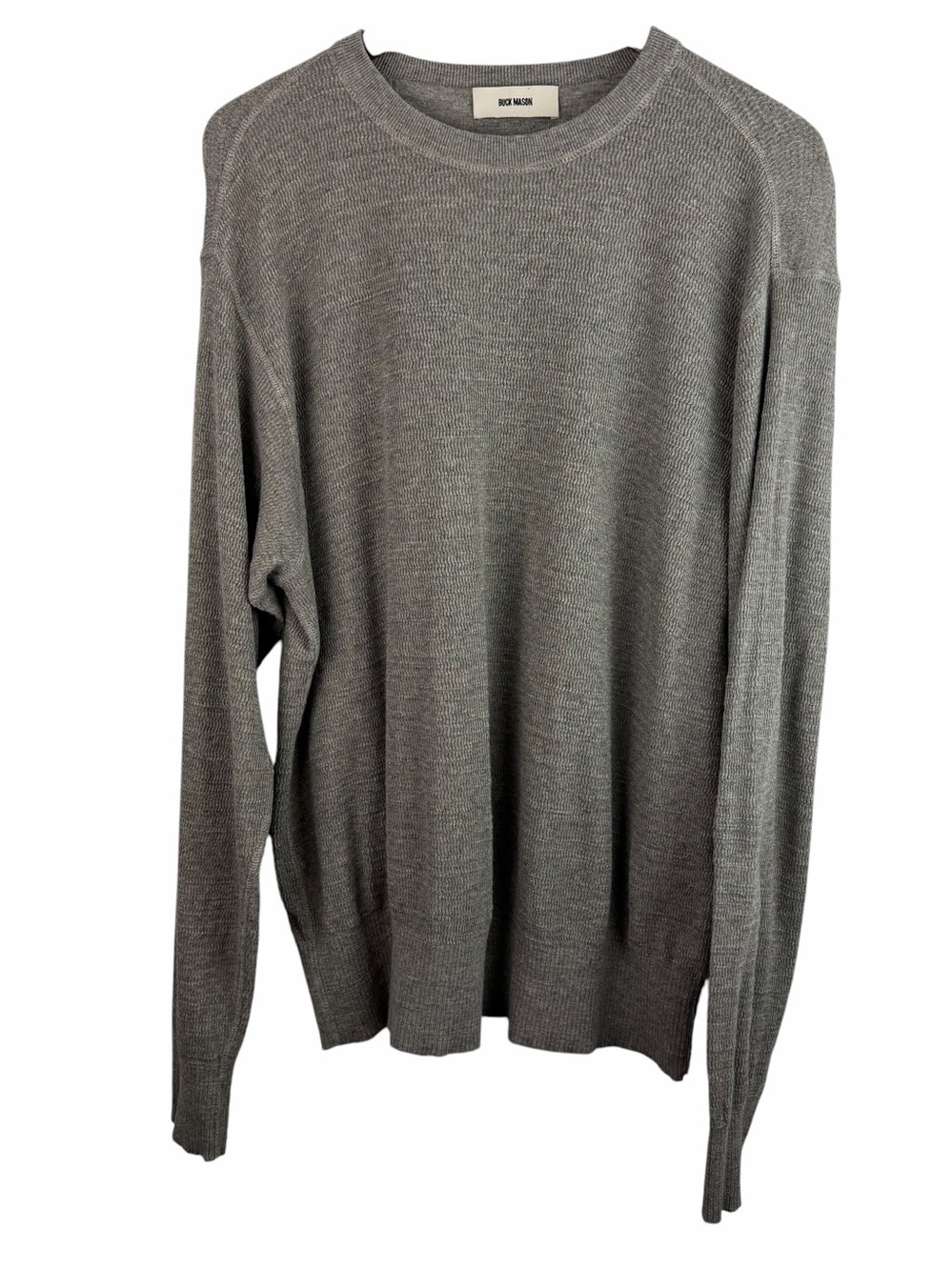 Buck Mason | Gray Thermal Cotton Ling Sleeve Sweater